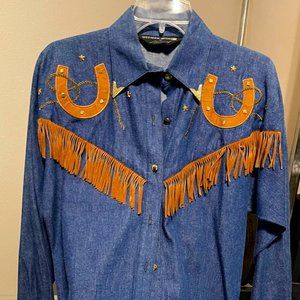 Western Attitude Retro Denim western shirt size M